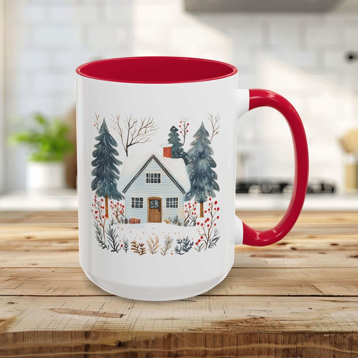 Winter Nordic Blue Cabin 11 & 15 oz. Mug