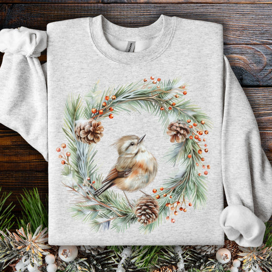 Winter Wren and Wreath Sweatshirt