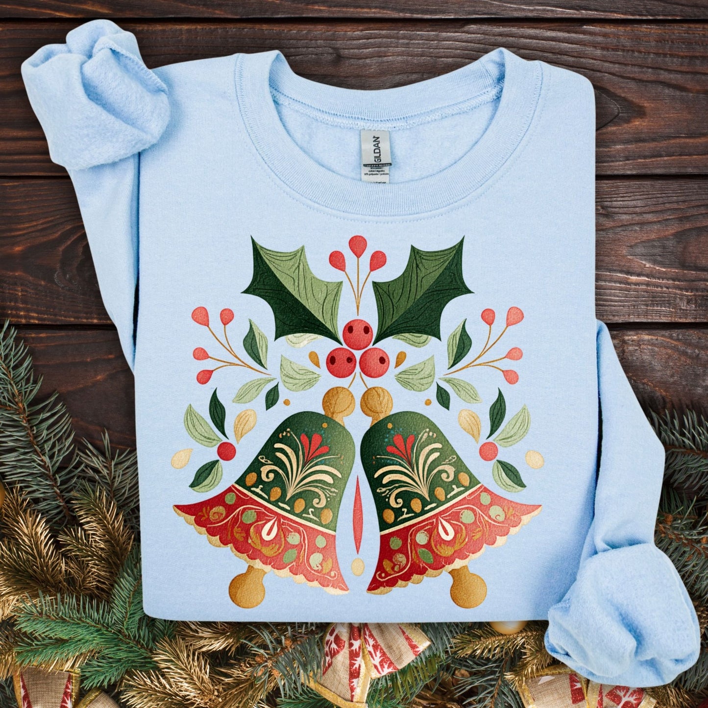 Folk Art Christmas Bells Sweatshirt