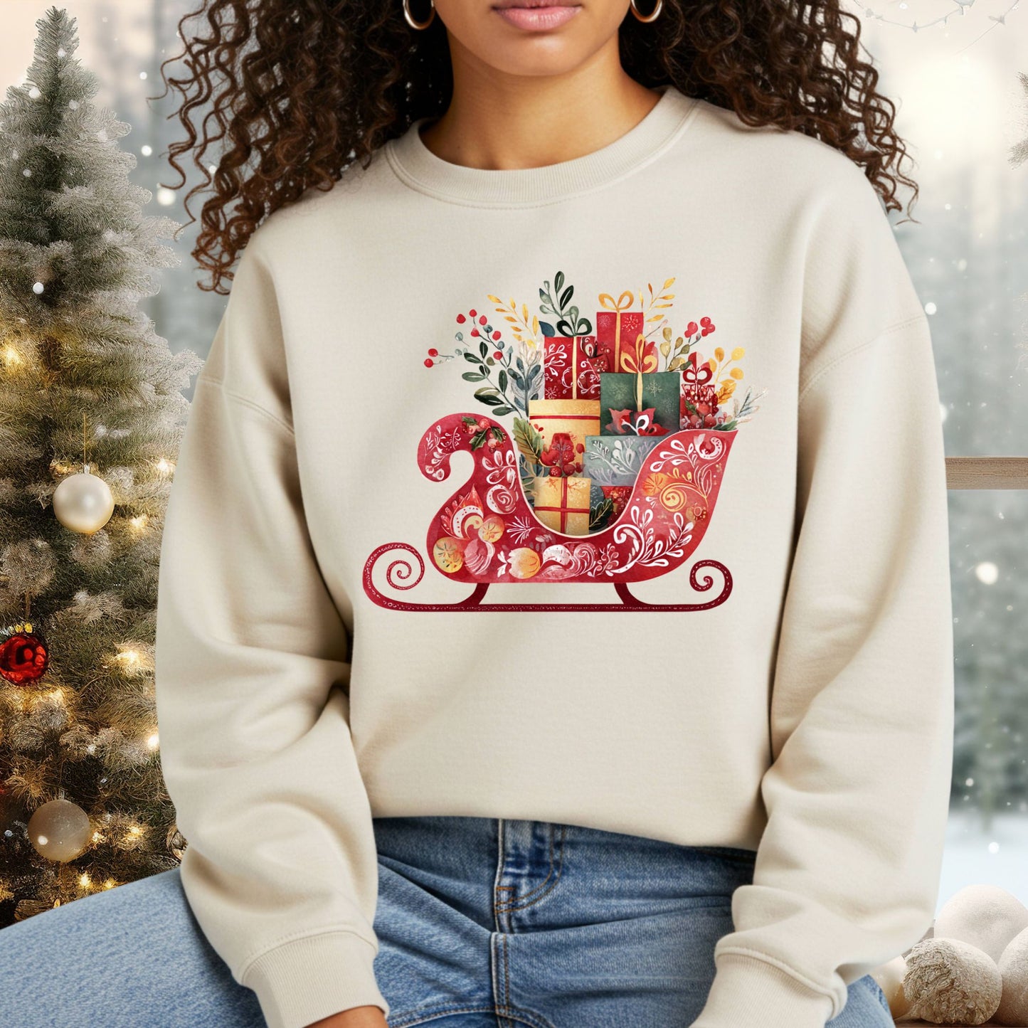 Folk Art Sleigh Sweatshirt