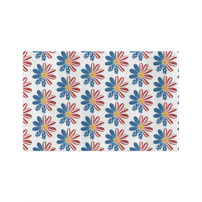 Patriotic American Flag Daisy Pattern Tea Towel