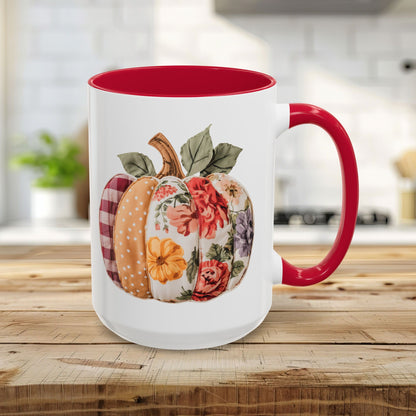 Floral & Plaid Patchwork Pumpkin Mug (11/15oz)