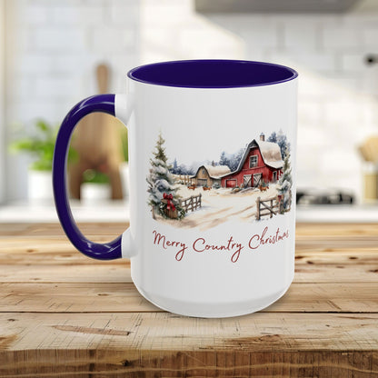 Merry Country Christmas with Red Barn Mug (11/15oz)