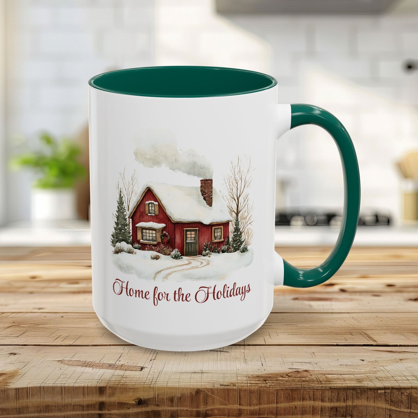 Home for the Holidays Red Cabin Mug (11/15oz)