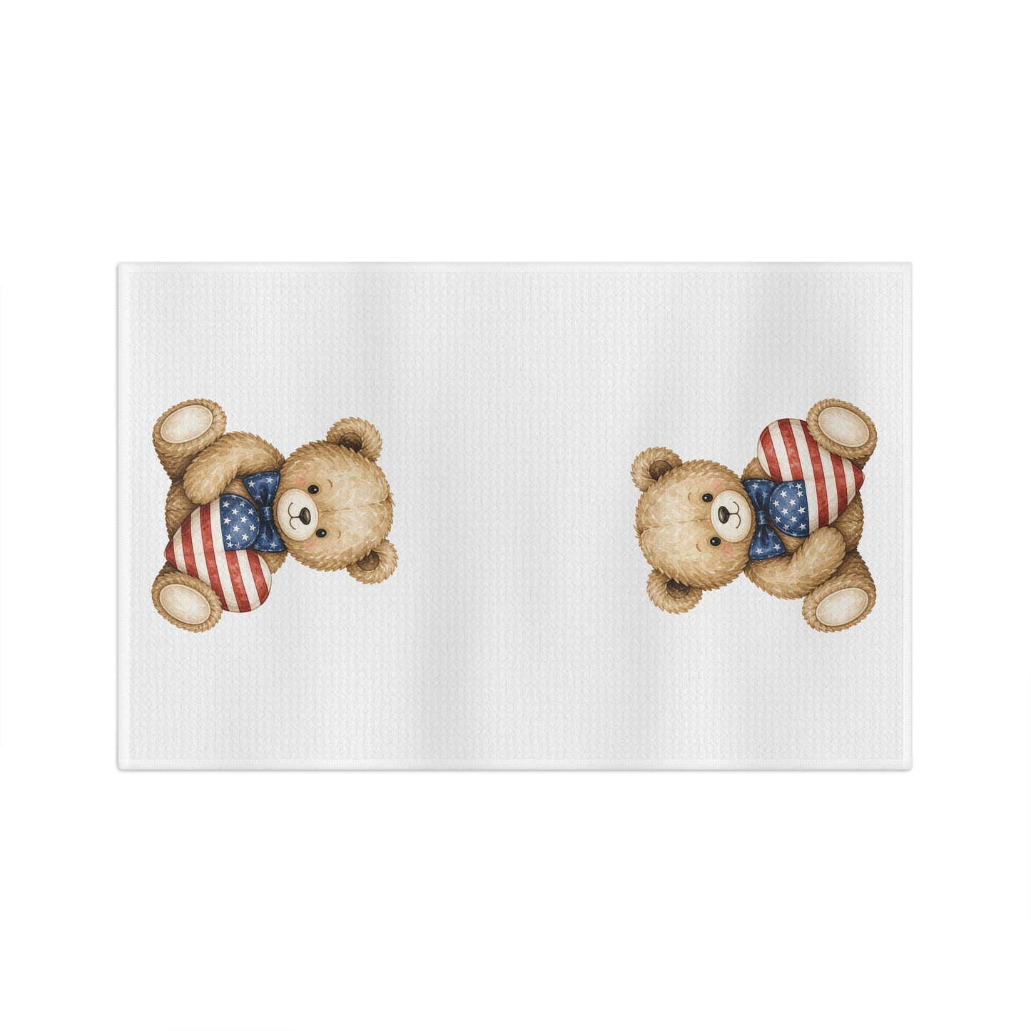 Patriotic Teddy Bear with American Flag Heart Tea Towel
