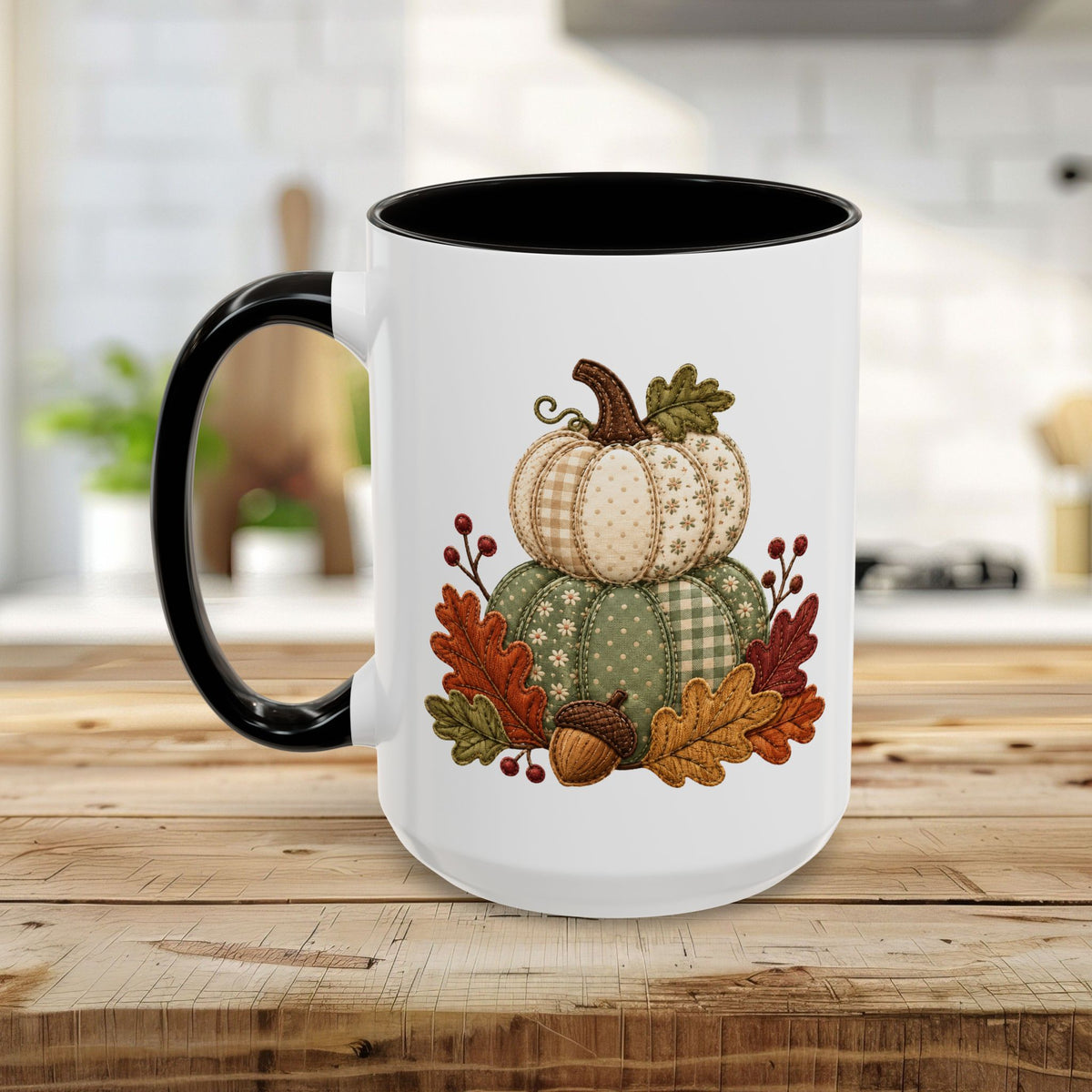 Faux Patchwork Pumpkin Harvest Mug