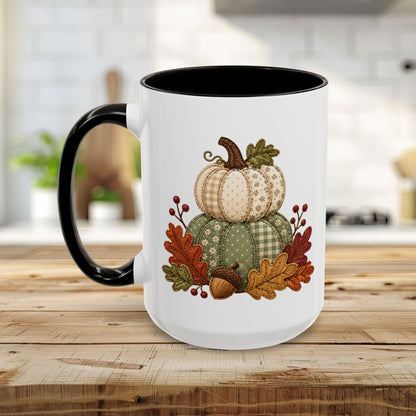 Faux Patchwork Pumpkin Harvest Mug