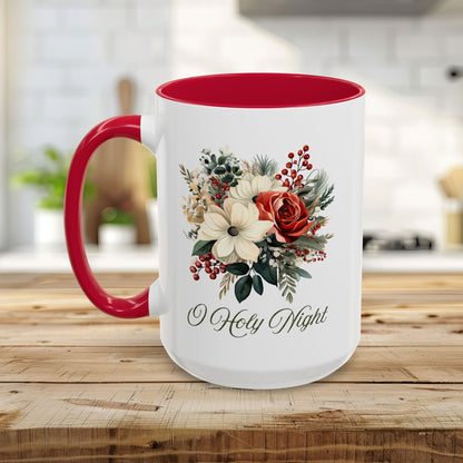 O Holy Night Christmas Floral Mug (11/15oz)