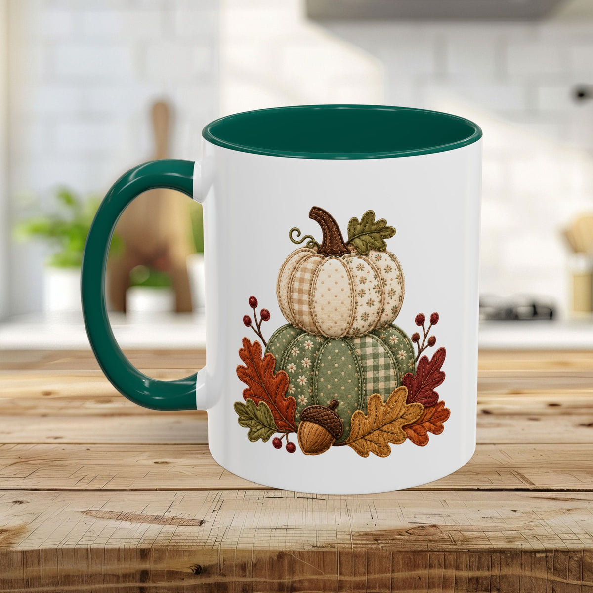 Faux Patchwork Pumpkin Harvest Mug