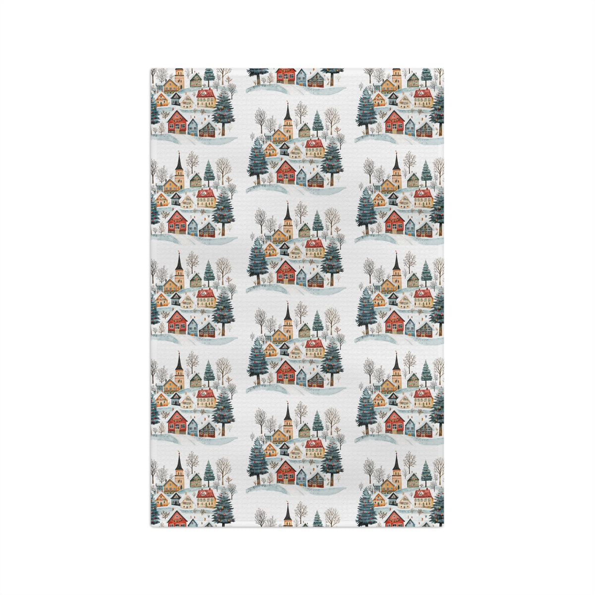 Nordic Winter Village Tea Towel