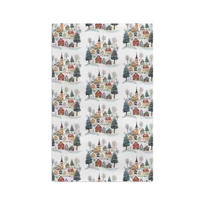 Nordic Winter Village Tea Towel