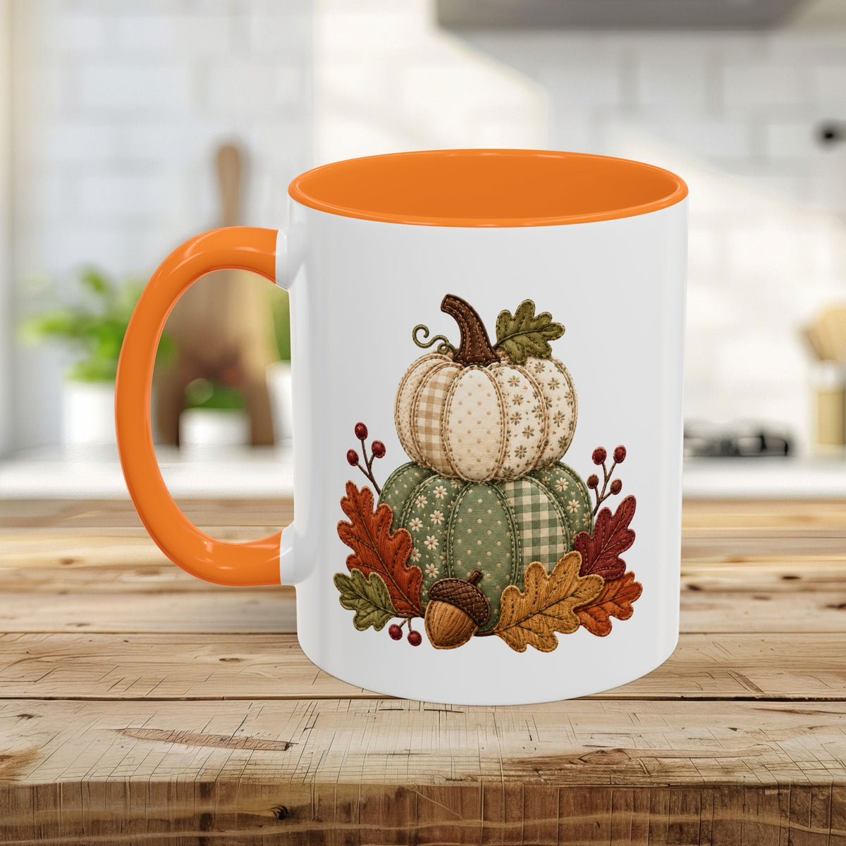 Faux Patchwork Pumpkin Harvest Mug