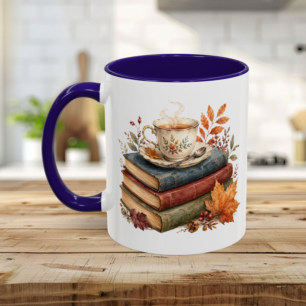Autumn Cozy Books & Teacup Mug (11/15oz)
