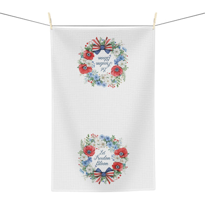 Let Freedom Bloom Patriotic Floral Wreath Tea Towel