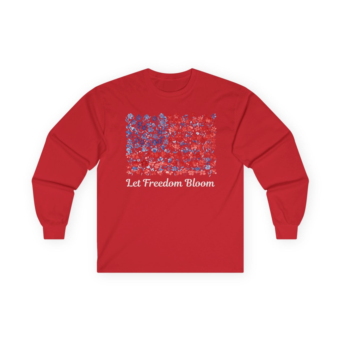 Let Freedom Bloom Floral Flag Long Sleeve Tee