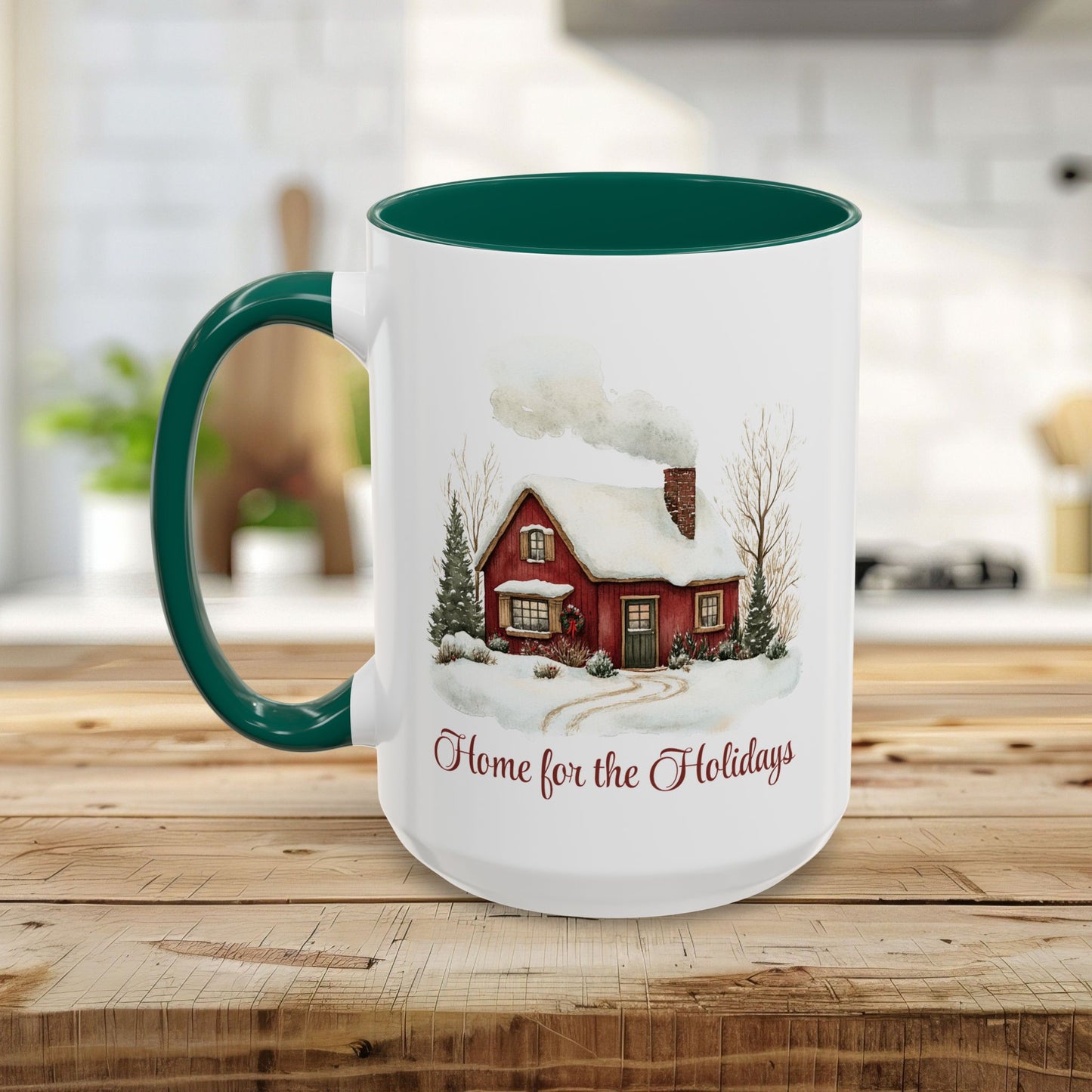 Home for the Holidays Red Cabin Mug (11/15oz)
