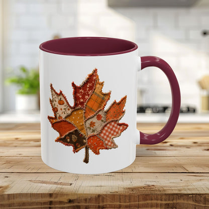 Faux Patchwork Autumn Leaf Mug (11/15oz)