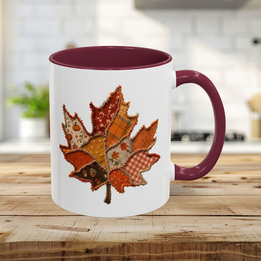 Faux Patchwork Autumn Leaf Mug (11/15oz)