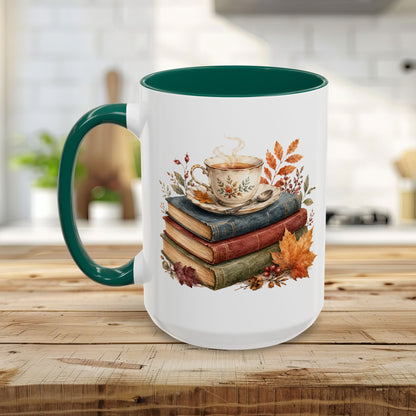 Autumn Cozy Books & Teacup Mug (11/15oz)