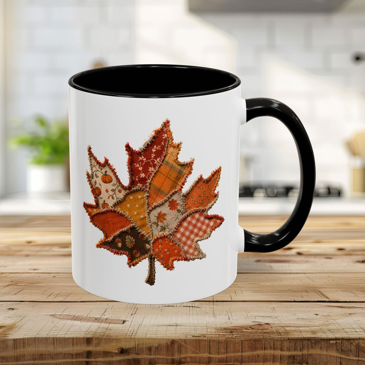 Faux Patchwork Autumn Leaf Mug (11/15oz)