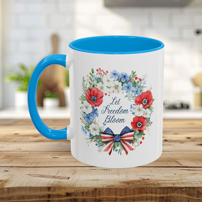 Let Freedom Bloom Patriotic Floral Wreath Mug (11/15oz)