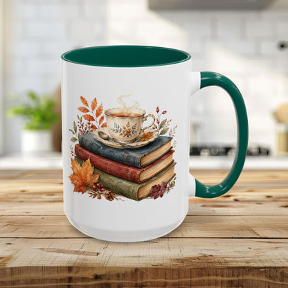 Autumn Cozy Books & Teacup Mug (11/15oz)