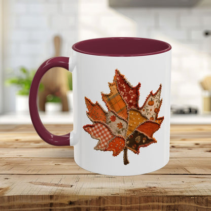 Faux Patchwork Autumn Leaf Mug (11/15oz)