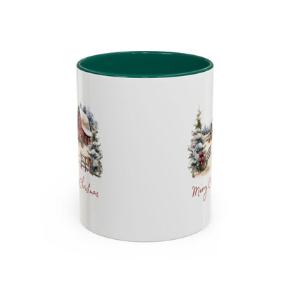 Merry Country Christmas with Red Barn Mug (11/15oz)