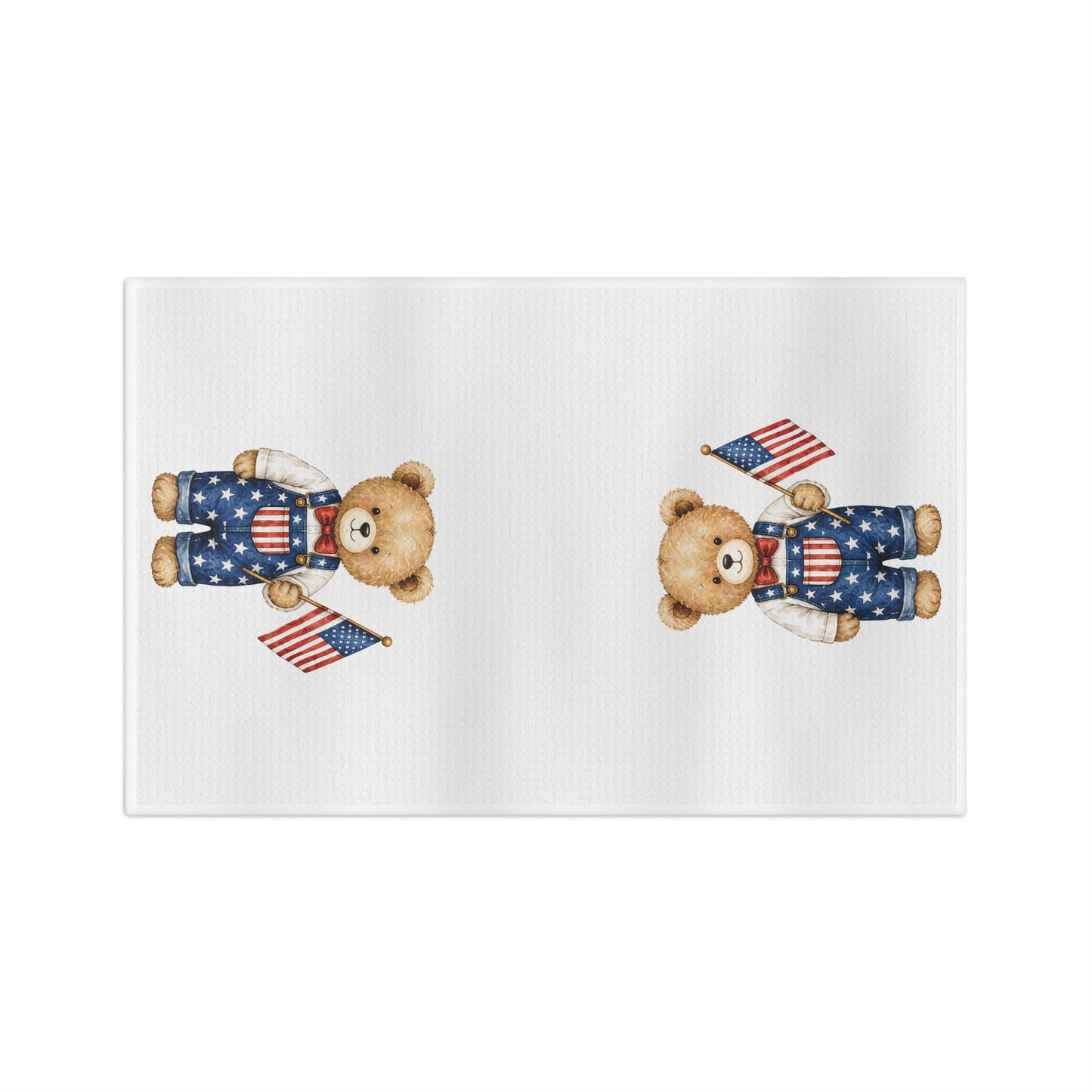 Patriotic Teddy Bear Boy with Flag Tea Towel