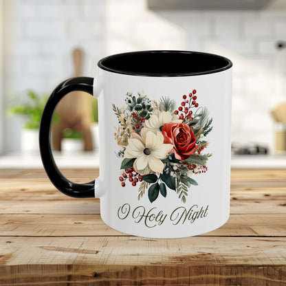 O Holy Night Christmas Floral Mug (11/15oz)