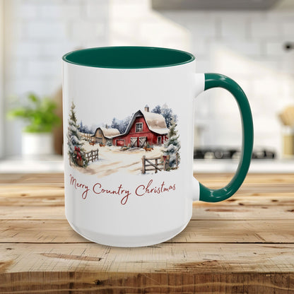 Merry Country Christmas with Red Barn Mug (11/15oz)