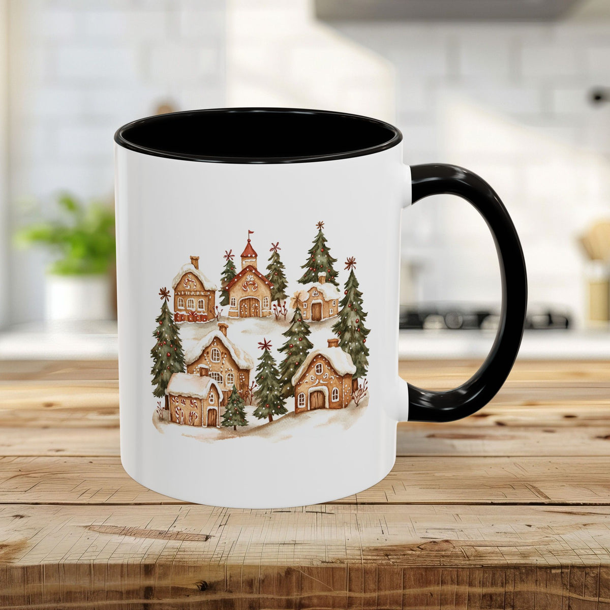 Snowy Holiday Gingerbread Village Mug (11/15oz)