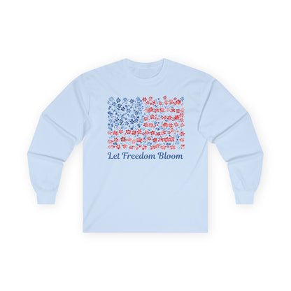 Let Freedom Bloom Floral Flag Long Sleeve Tee