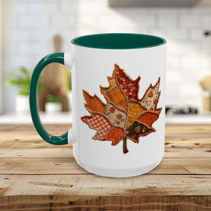 Faux Patchwork Autumn Leaf Mug (11/15oz)