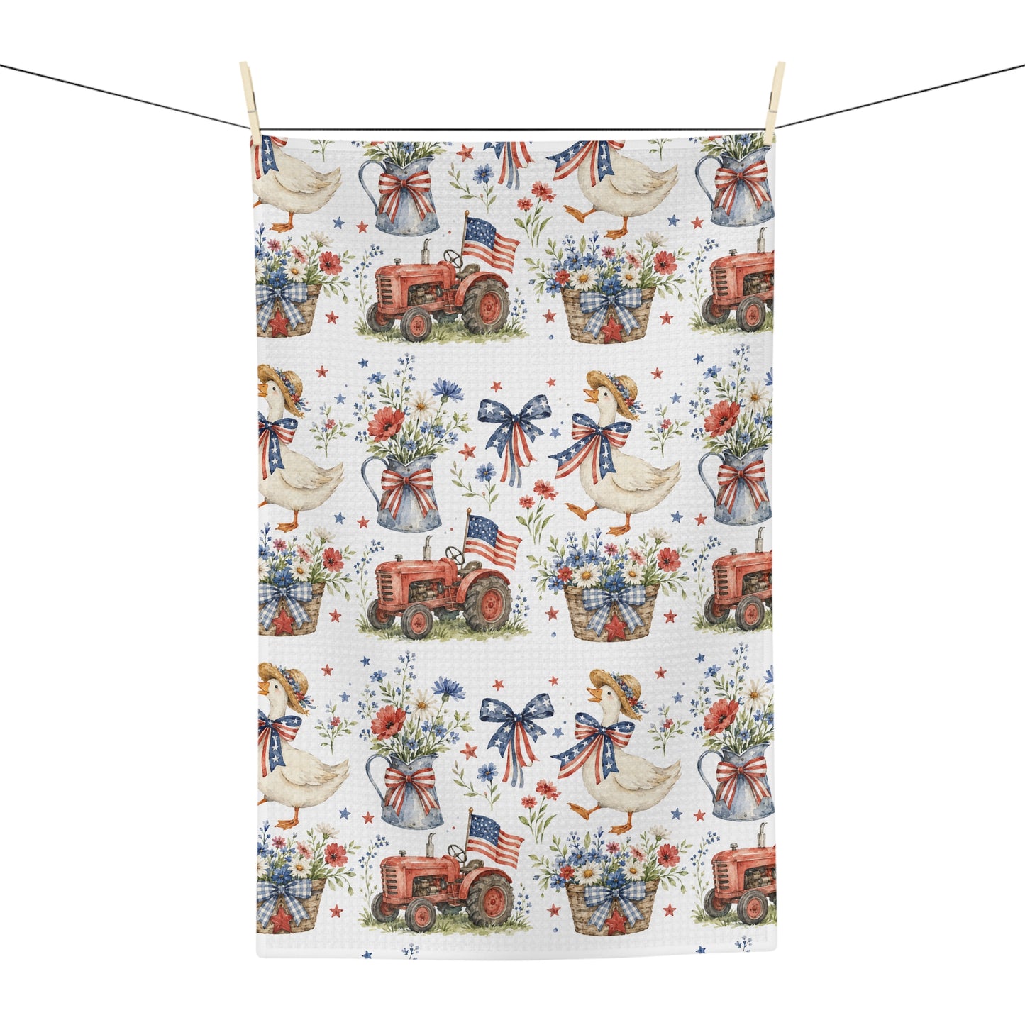 Vintage Patriotic Farmhouse with Goose Tea Towel