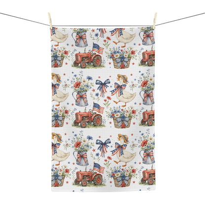 Vintage Patriotic Farmhouse with Goose Tea Towel