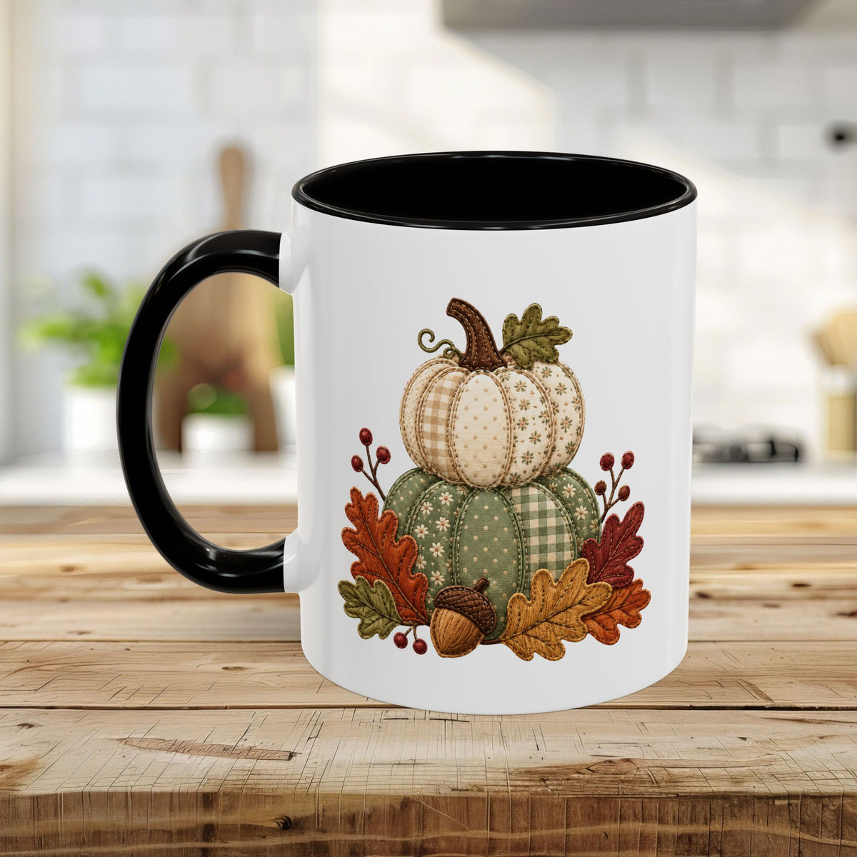 Faux Patchwork Pumpkin Harvest Mug