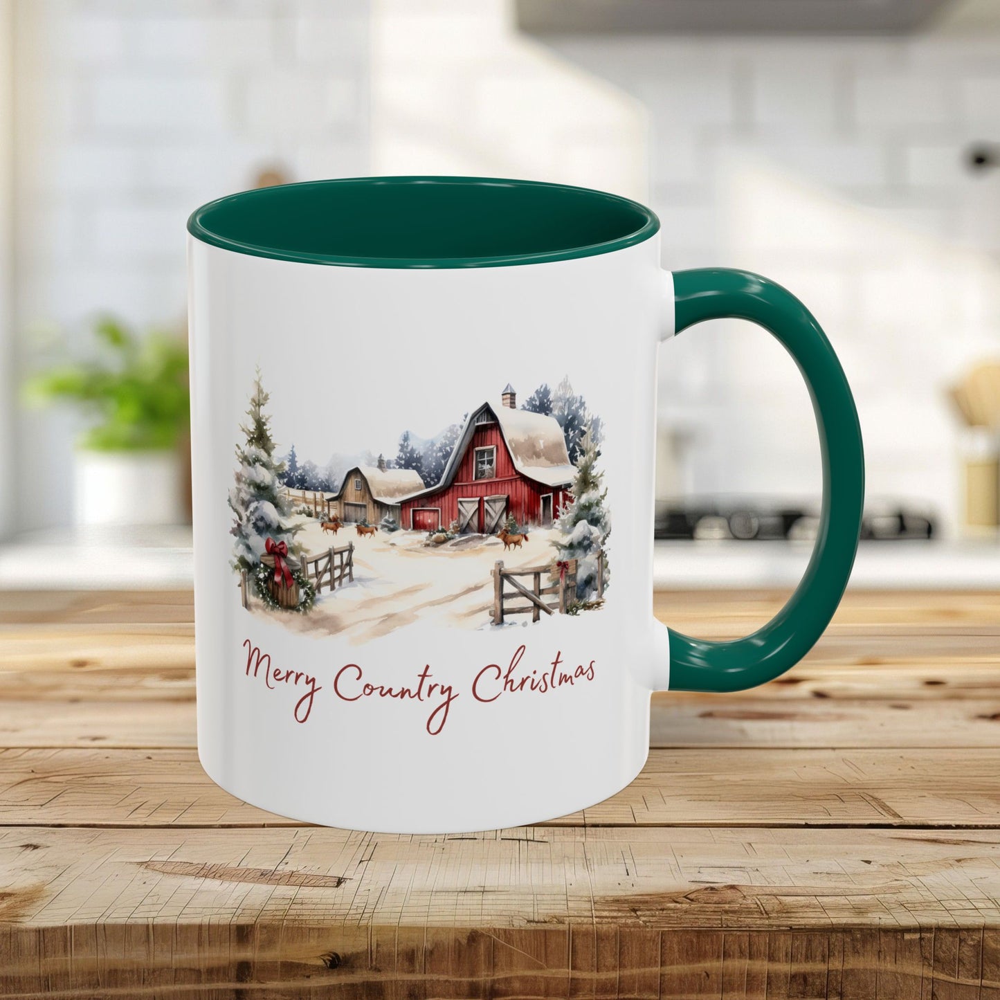 Merry Country Christmas with Red Barn Mug (11/15oz)