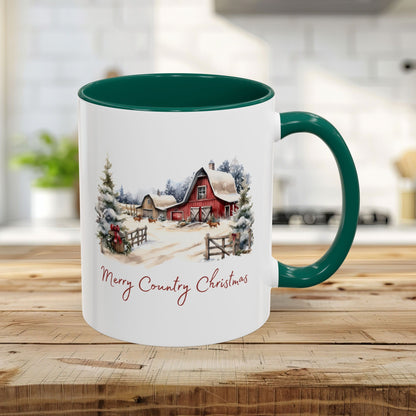 Merry Country Christmas with Red Barn Mug (11/15oz)