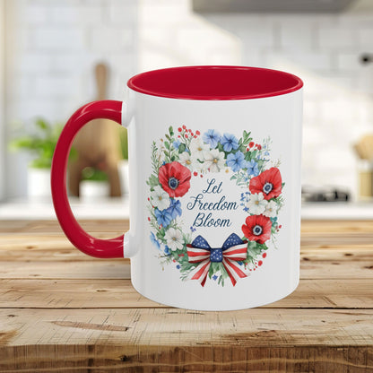Let Freedom Bloom Patriotic Floral Wreath Mug (11/15oz)