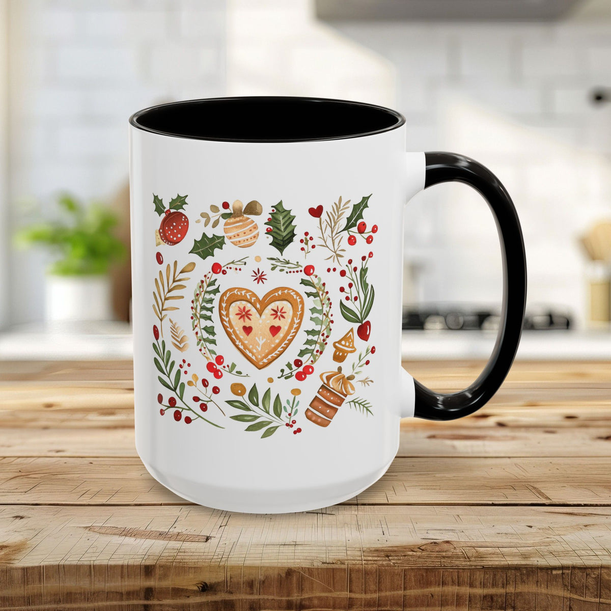 Holiday Gingerbread Heart Art Mug (11/15oz)