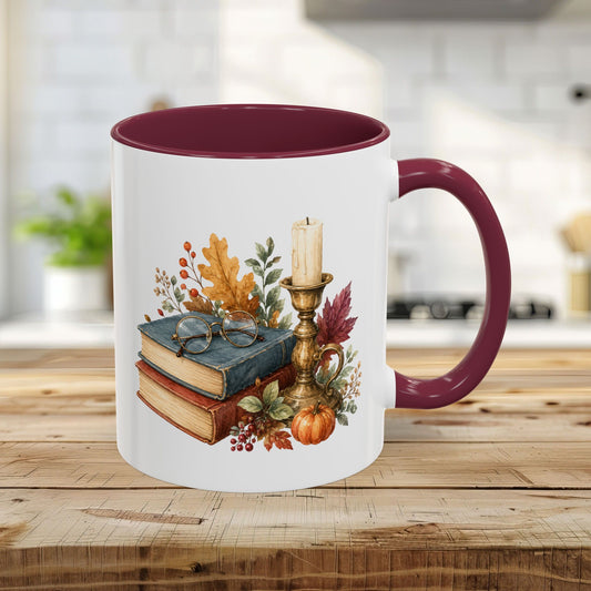 Vintage Autumn Books & Candle Mug (11/15oz)