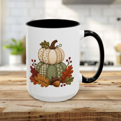 Faux Patchwork Pumpkin Harvest Mug