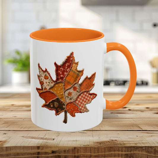 Faux Patchwork Autumn Leaf Mug (11/15oz)