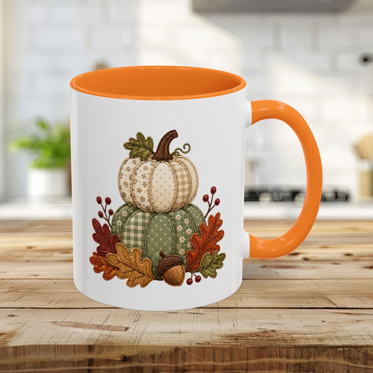 Faux Patchwork Pumpkin Harvest Mug
