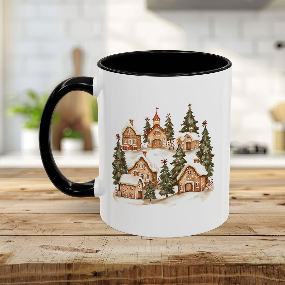 Snowy Holiday Gingerbread Village Mug (11/15oz)