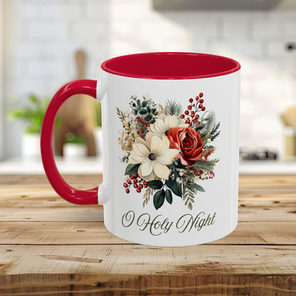 O Holy Night Christmas Floral Mug (11/15oz)