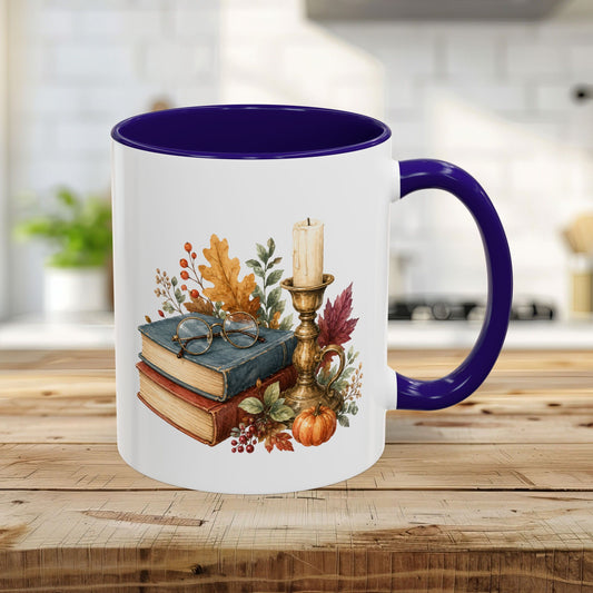 Vintage Autumn Books & Candle Mug (11/15oz)