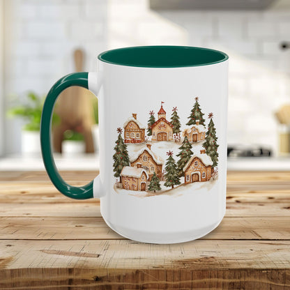 Snowy Holiday Gingerbread Village Mug (11/15oz)