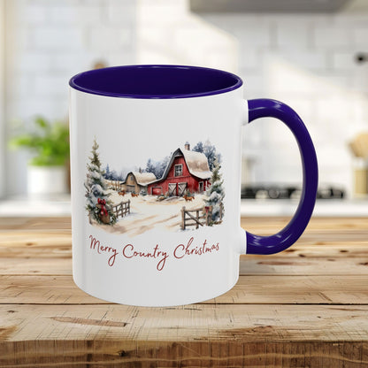 Merry Country Christmas with Red Barn Mug (11/15oz)